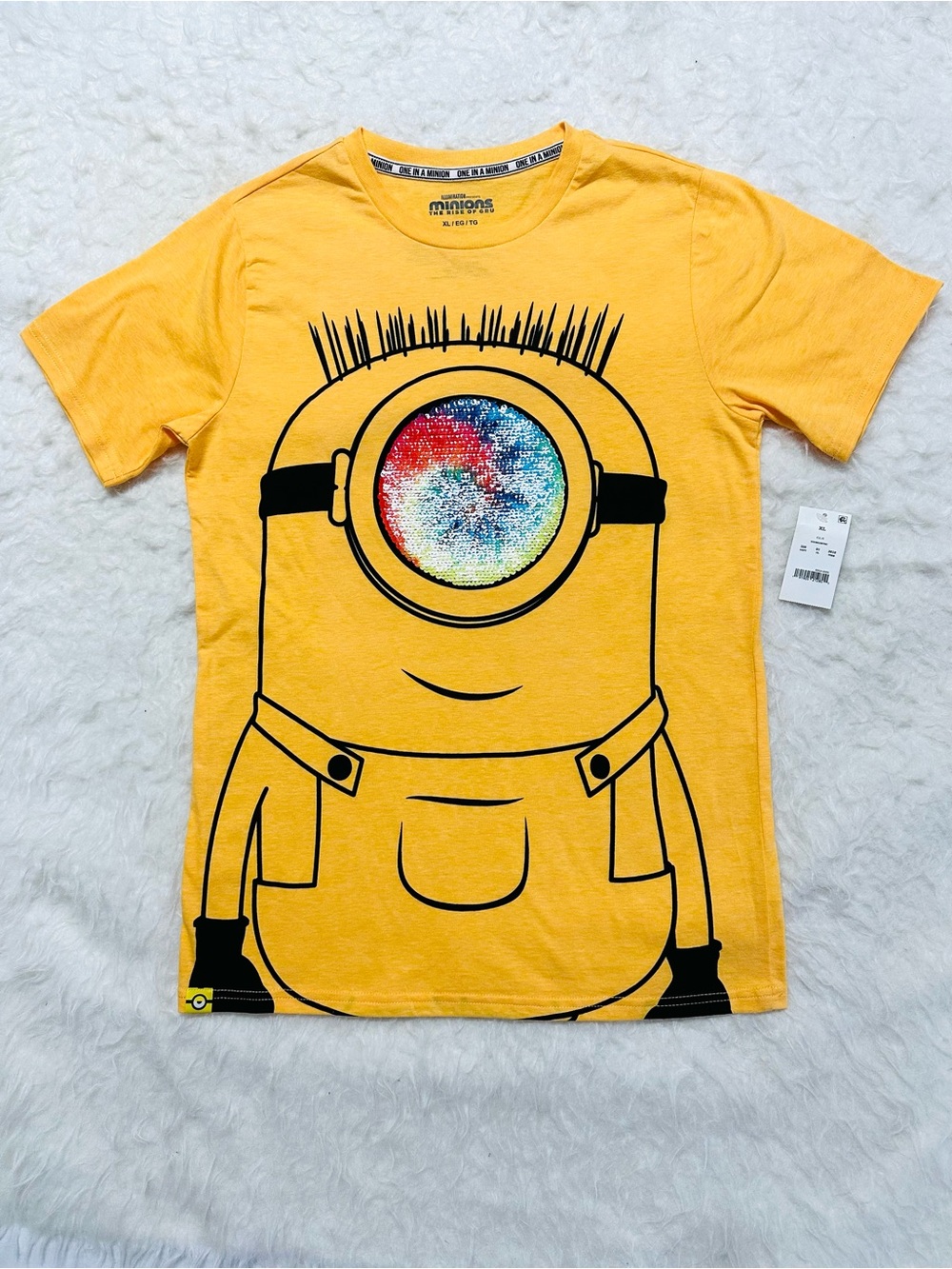 Minions Yellow Short-Sleeve Graphic Tee with Sequin Detail